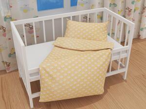 Biante Detské bavlnené posteľné obliečky do postieľky Sandra SA-305 Sloníky a bodky na žltom Do postieľky 90x140 a 50x70 cm
