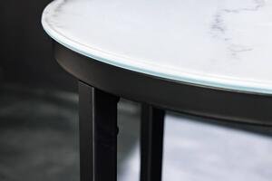 Dizajnový odkladací stolík Latrisha 40 cm biely - vzor mramor