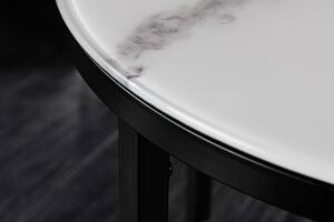 Dizajnový odkladací stolík Latrisha 50 cm biely - vzor mramor