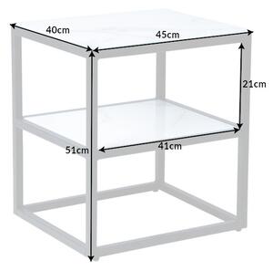 Príručný stolík Elegance 45 cm biely mramorový vzhľad
