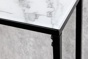 Dizajnová konzola Latrisha 110 cm biela - vzor mramor