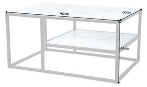 Konferenčný stolík Elegance 90cm biely mramorový vzhľad