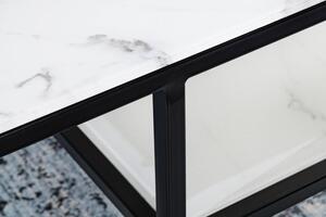 Dizajnový konferenčný stolík Latrisha 90 cm biely - vzor mramor