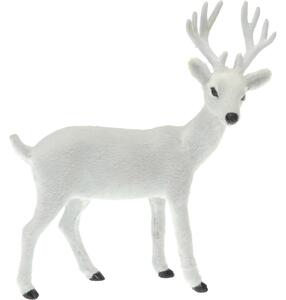 Plastová dekorácia s imitáciou srsti Biely jeleň, 26,5 cm