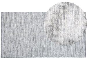 Koberec sivý s béžovým bavlneným krátkym vlasom 80 x 150 cm s geometrickým vzorom ručne tkaný obdĺžnikový moderný