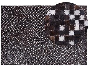 Koberec hnedý a strieborný kožený 160 x 230 cm patchworkový dizajn rustikálny štýl