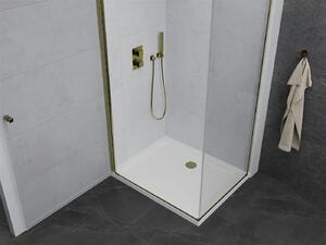 Mexen Pretoria sprchovací kút 80 x 90 cm, priehľadný, zlatý + plochá sprchová vanička-852-080-090-50-00-4010