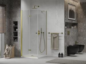 Mexen Lima sprchovací kút 70x70cm, 6mm sklo, zlatý profil - číre sklo + Slim sprchová vanička - 856-070-070-50-00-4010
