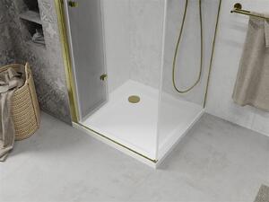 Mexen Lima sprchovací kút 90x90cm, 6mm sklo, zlatý profil - číre sklo + Slim sprchová vanička - 856-090-090-50-00-4010