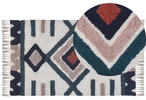 Koberec viacfarebný bavlnený 80 x 150 cm škandinávsky vzor ručne tkaný všívaný obdĺžnikový behúň obývacia izba