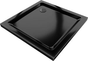 Mexen SLIM - Štvorcová sprchová vanička 90x90x5cm + čierny sifón, čierna, 40709090B
