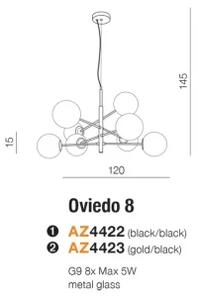 Dizajnový luster Oviedo 8 zlaté/Bk