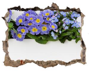 Nálepka 3D díra na zeď Modré kvety nd-k-99973378