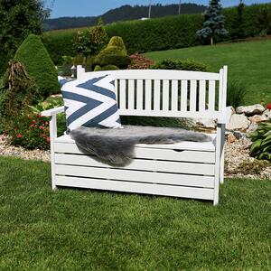 Tempo Kondela Záhradná lavica Amula s úložným priestorom, biela - 124 cm