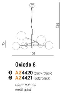 Dizajnový luster Oviedo 6 zlaté/Bk