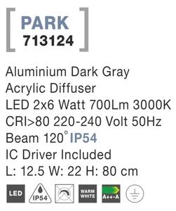 Vonkajšie LED lampa Park 2 x 6W 125 tmavo sivé