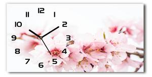 Vodorovné Sklenené hodiny na stenu tiché Kvety višne