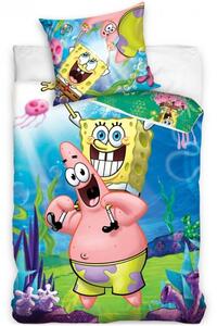 Bavlnené posteľné obliečky SpongeBob a hrátky s Patrikom - 100% bavlna Renforcé - 70 x 90 cm + 140 x 200 cm