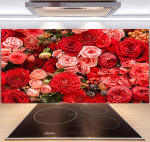Panel do kuchyne Červené kvety pl-pksh-140x70-f-89362554