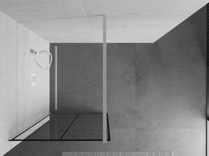 Mexen Kioto, Walk-In sprchová zástena 90 x 200 cm, 8mm sklo číre/čierny vzor, biely profil, 800-090-101-20-77