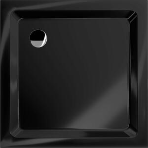 Mexen Slim, štvorcová sprchová vanička 100x100x5cm + chrómový sifón, čierna, 40701010