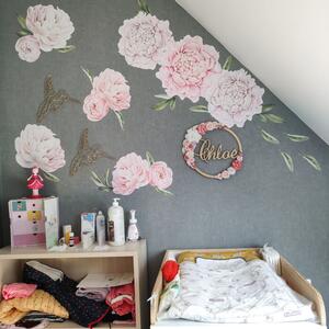 INSPIO-textilná prelepiteľná nálepka - Samolepiace tapety kvetov - Pivonky svetlé