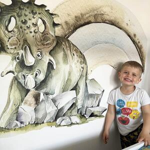 INSPIO-textilná prelepiteľná nálepka - Nálepka na stenu - Dinosaurus s menom dieťaťa