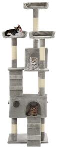 Škrabadlo pre mačky so sisalovými stĺpikmi, 170 cm sivé