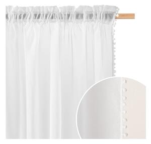 Biela nariasená záclona s guličkami 140 x 250 cm Biela
