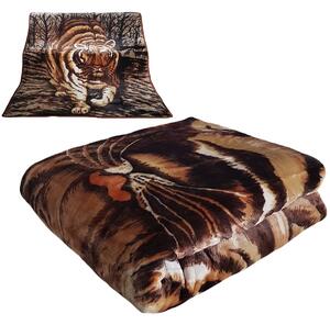 Hrubá deka s motívom tigra Hnedá