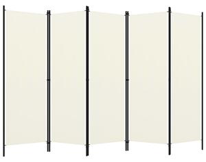 Paraván s 5 panelmi, krémovo biely 250x180 cm