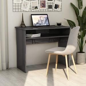 Písací stôl, lesklý sivý 90x50x74 cm, drevotrieska