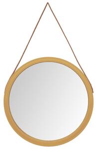 Nástenné zrkadlo s popruhom zlaté Ø 55 cm
