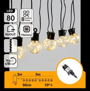 Aigostar - LED Vonkajšia dekoratívna svetelná reťaz 80xLED/3,6W/230V 5m IP44 teplá biela