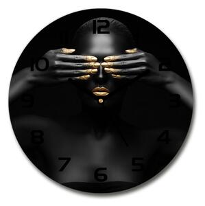 Sklenené hodiny okrúhle Žena v čiernom
