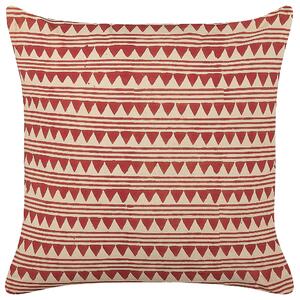 Dekoratívny vankúš červená a béžová bavlna 45 x 45 cm geometrický vzor ručná výroba snímateľný poťah boho štýl