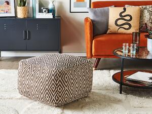 Puf taburetka vlnená béžová a hnedá geometrický vzor čalúnená boho štýl moderný dizajn obývacia izba