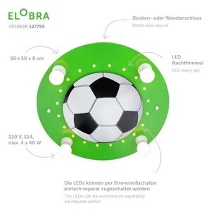 Futbalové stropné svietidlo zelená