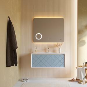 Kúpeľňový Nábytok 100 Cm Matné Biele A Svetlomodré Integrované Zrkadlo | Miami