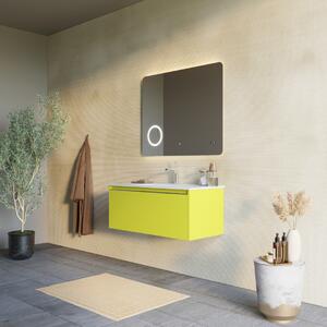 Kúpeľňový Nábytok Závesný 100cm Olivovo Zelený Matný, Umývadlo, Zrkadlo 100x70 | Monaco