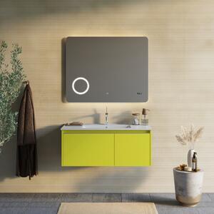 Kúpeľňový Nábytok Závesný 100cm Olivovo Zelený Matný, Umývadlo, Zrkadlo 100x70 | Monaco