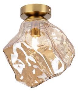 Stropné svietidlo CRISTAL 1xE14/15W/230V mosadz/dymovo-béžová
