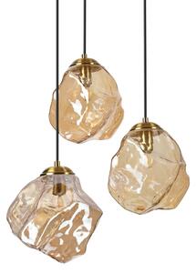 Závesný luster na lanku CRISTAL 3xE14/15W/230V mosadz/dymová béžová