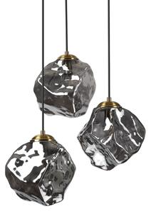Luster na lanku CRISTAL 3xE14/15W/230V mosadz/dymová čierna
