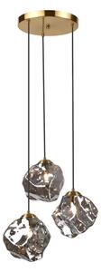 Luster na lanku CRISTAL 3xE14/15W/230V mosadz/dymová čierna
