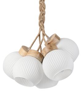 Závesný luster LOOMIS na lanku 5xE27/15W/230V 83 cm béžová/dub