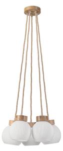 Závesný luster LOOMIS na lanku 5xE27/15W/230V 83 cm béžová/dub