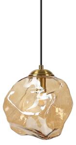 Luster na lanku CRISTAL 1xE14/15W/230V mosadz/dymovo-béžová