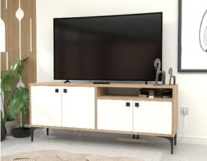 TV stolík/skrinka Kebati 2 (biela + dub) . Vlastná spoľahlivá doprava až k Vám domov. 1095336