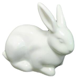 Dekoračný keramický zajačik - biely lesklý